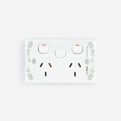 Classic Double 10Amp Powerpoint / GPO Outlet with extra Switch