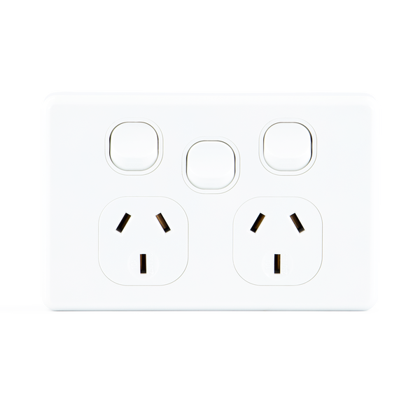 Classic Double 10Amp Powerpoint / GPO Outlet with extra Switch