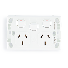 Classic Double 10Amp Powerpoint / GPO Outlet with extra Switch