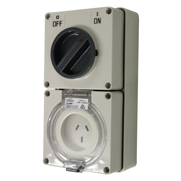 3PIN 10AMP - Combination Switched Socket Outlet - FLAT PINS