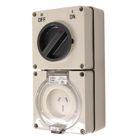 3PIN 15AMP - Combination Switched Socket Outlet - FLAT PINS