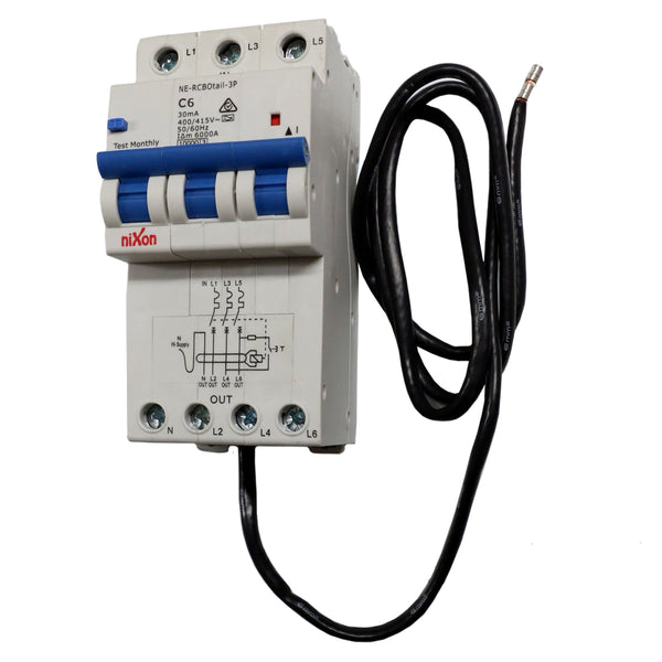 6AMP - 3 POLE Long RCBO with tail 10kA C Curve