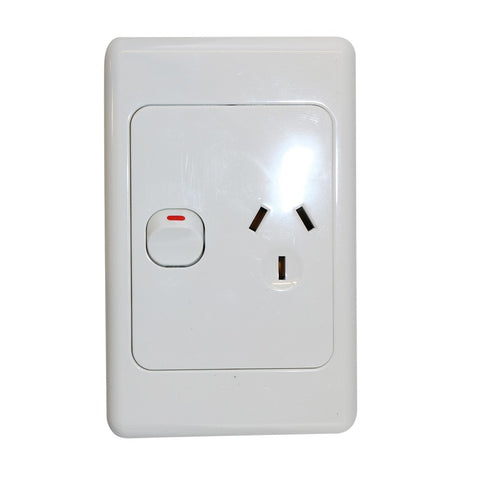 Single 10Amp Powerpoint / GPO Outlet - Vertical