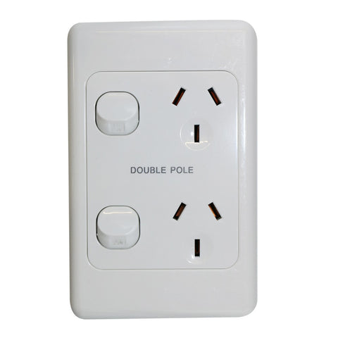 Double Vertical 10Amp Powerpoint / GPO Outlet - DOUBLE POLE