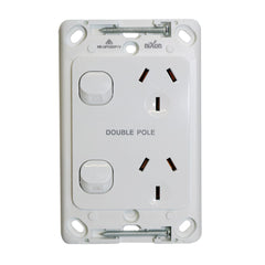 Double Vertical 10Amp Powerpoint / GPO Outlet - DOUBLE POLE