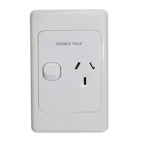 Single Vertical 10Amp Powerpoint / GPO Outlet - DOUBLE POLE