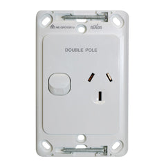 Single Vertical 10Amp Powerpoint / GPO Outlet - DOUBLE POLE