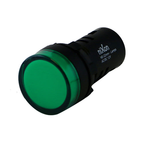 12V AC/DC - Green Lamp - 22mm