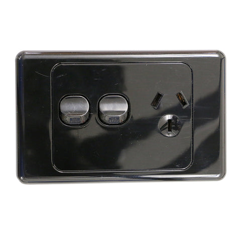 Single 10Amp Powerpoint / GPO Outlet with extra Switch - Black