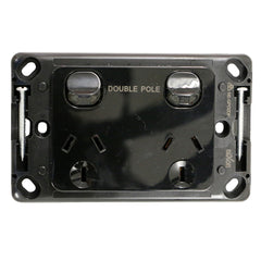Double 10Amp Powerpoint / GPO Outlet - DOUBLE POLE - Black