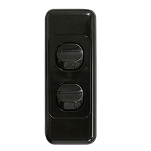 2 Gang  - Architrave Switch - Black