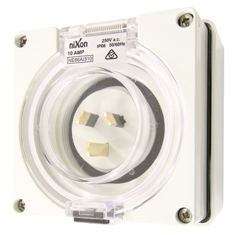 3PIN 10AMP - Appliance Inlet - FLAT PINS