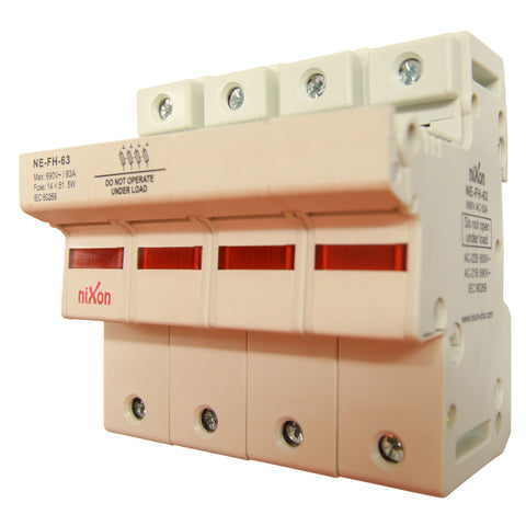 AC Fuse Holder - 63AMP - 4Pole - Din Rail