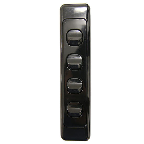 4 Gang  - Architrave Switch - Black