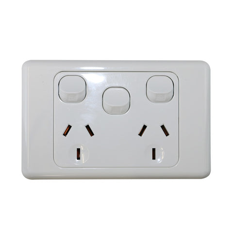 Double 10Amp Powerpoint / GPO Outlet with extra Switch