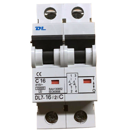 16AMP - 2 Pole 10ka MCB - Circuit Breaker DL BRAND